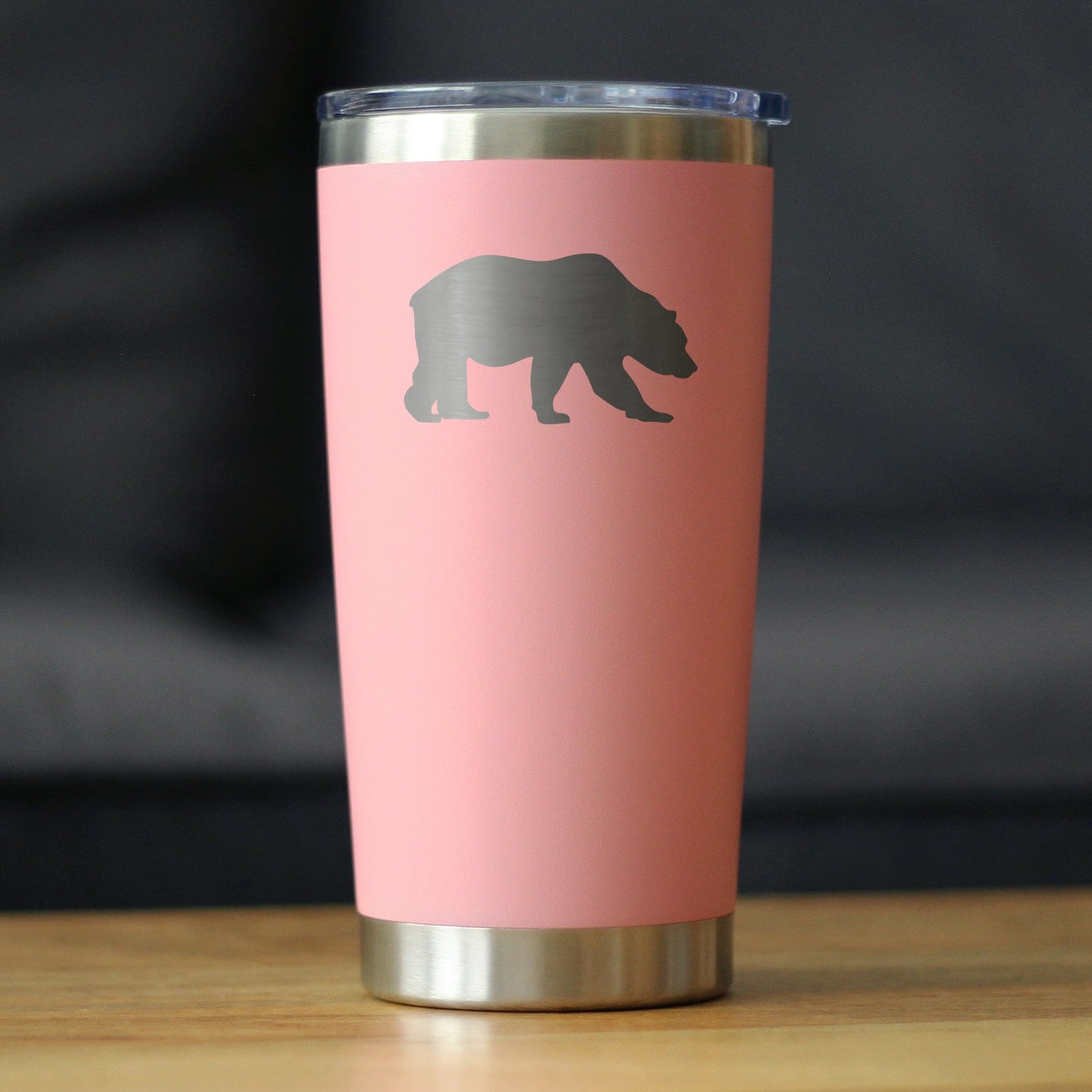 Bear Silhouette - Insulated Coffee Tumbler Cup with Sliding Lid - Stainless Steel Travel Mug - Bear Gifts for Women and Men