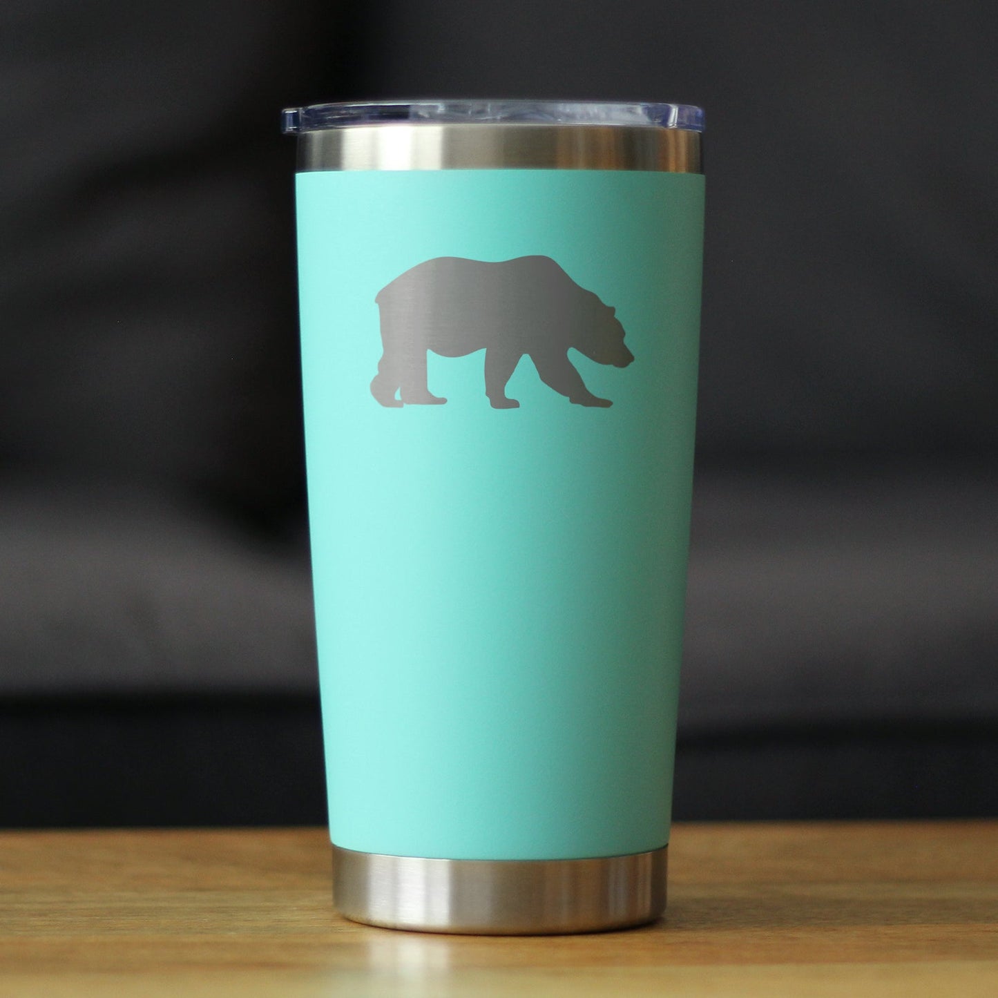 Bear Silhouette - Insulated Coffee Tumbler Cup with Sliding Lid - Stainless Steel Travel Mug - Bear Gifts for Women and Men